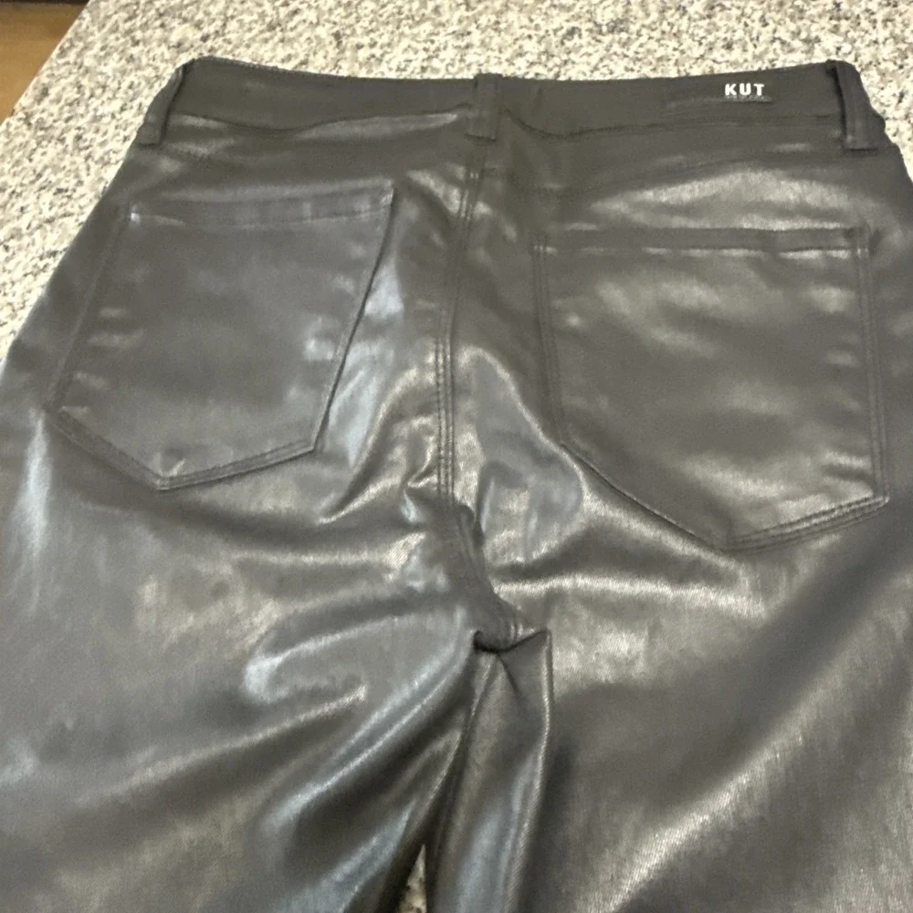 Kut From The Kloth Women's Ana High Rise Fab Ab Flare Coated Faux Leather Sz 0